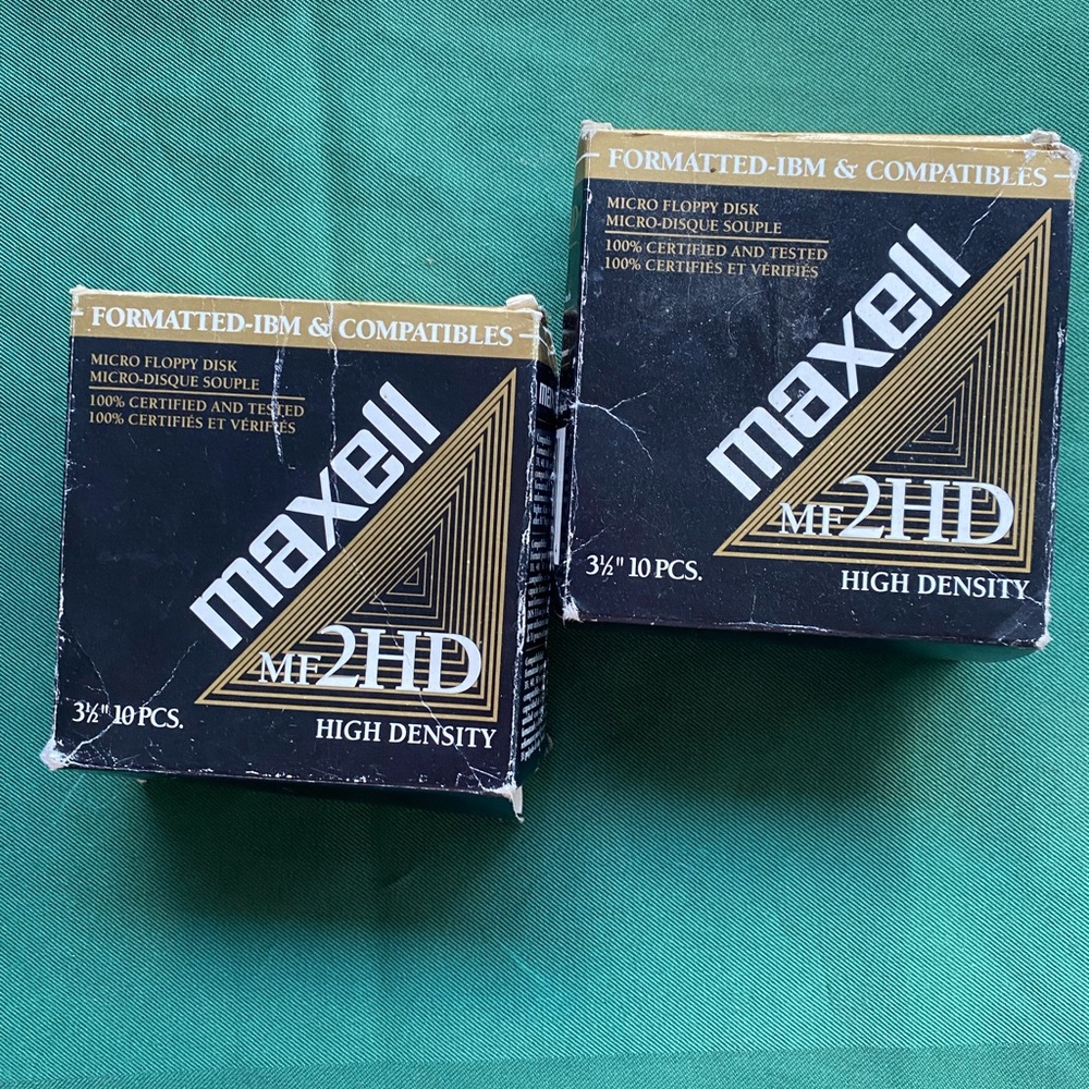 2 boxes High Density Floppy Disks Diskettes Maxell MF 2HD IBM Formatted NEW